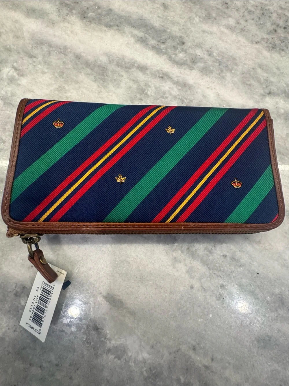 Rugby Ralph Lauren Navy Wallet with Red, Green and Yellow Stripes